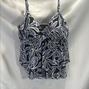 St. John's Bay Black, White and Royal Blue Fitted Camisole Bikini Top (only)